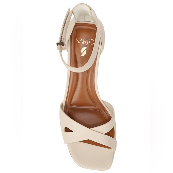 Franco Sarto Shoes - SARTO BY FRANCO SARTO Lusso Ankle Strap Block Heel Sandal Bone Off White 8